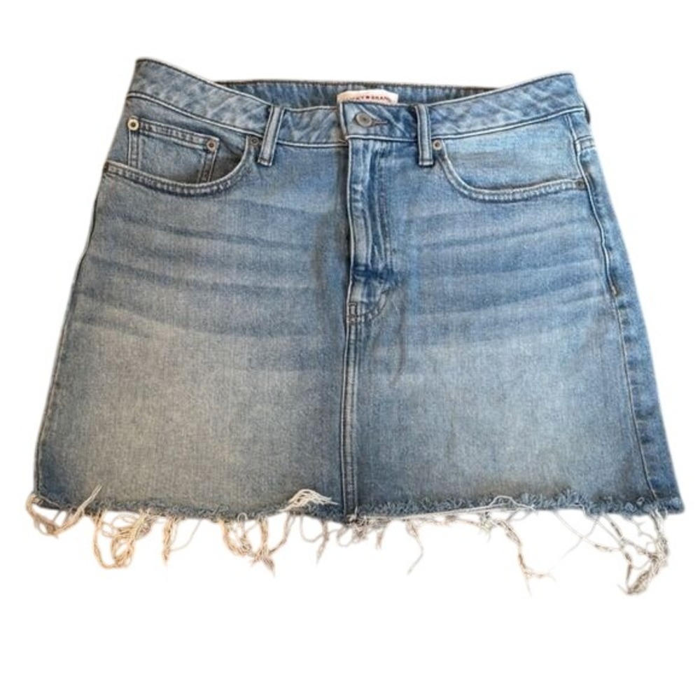Lucky Brand Womens Light Wash‎ Denim Mini Skirt Raw Hem Size 10/30